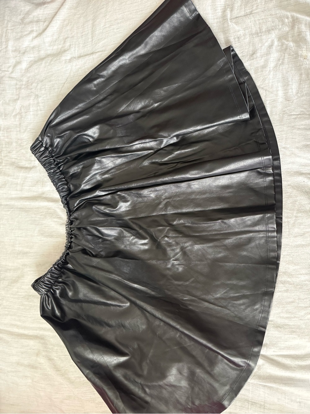 Classic Black Faux Leather Mini Skirt - Picture 2 of 4
